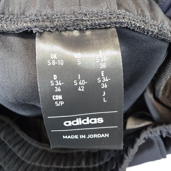 Adidas Jogger Pants Womens Small Black White 3 Stripes Track Athletic Stretch - Picture 3 of 15